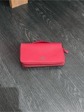 Coach Red Double-Zip Wristlet Wallet
